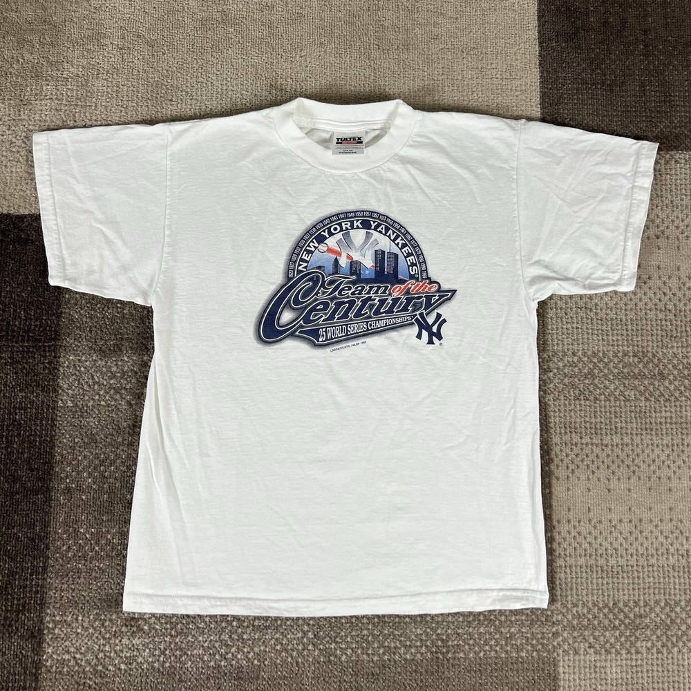 Vintage New York Yankees World Series Champions Youth T Shirt Size L 14-16 White